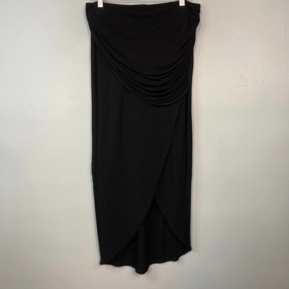 CABI Runaround Draped High Low Maxi Jersey Skirt Size M Black Style 5052 Ruching - Picture 9 of 12